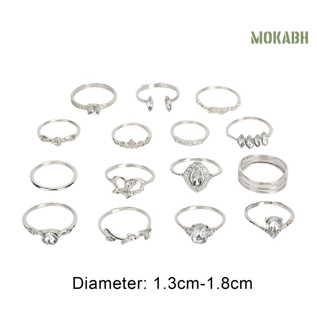 Bộ 15 Nhẫn Đính Đá Phong Cách Bohemian Thời Trang Cho Nữ