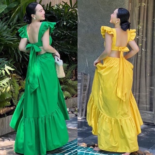 Đầm maxi cánh tiên hở lưng dáng dài - Ph
