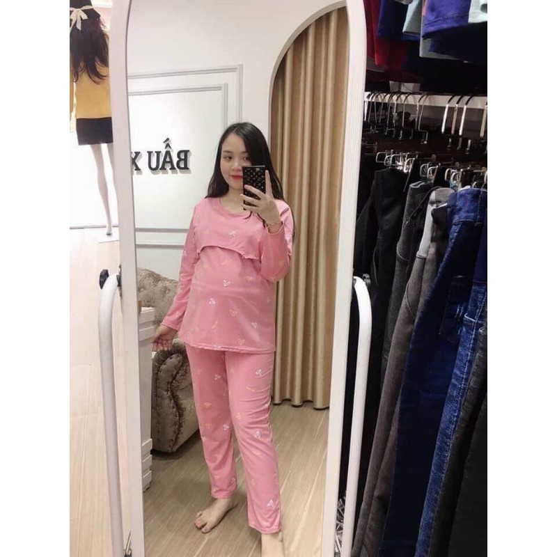 Bộ quần áo bầu và cho con bú sau sinh dài tay chất đẹp