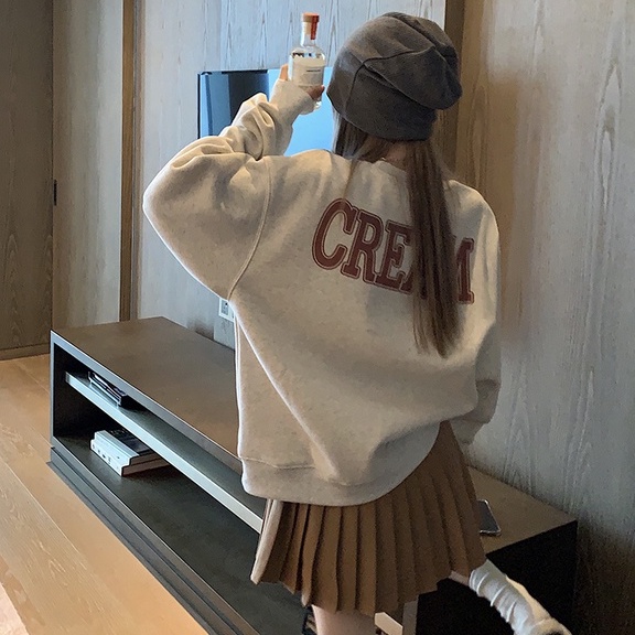  Áo sweater tay dài cổ tròn dáng rộng in hình 46225 dành cho nữ | BigBuy360 - bigbuy360.vn