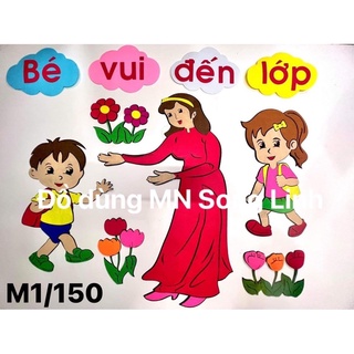 Tranh góc mầm non - Tranh góc nỉ - Trang trí mầm non _ Bé vui đến trường