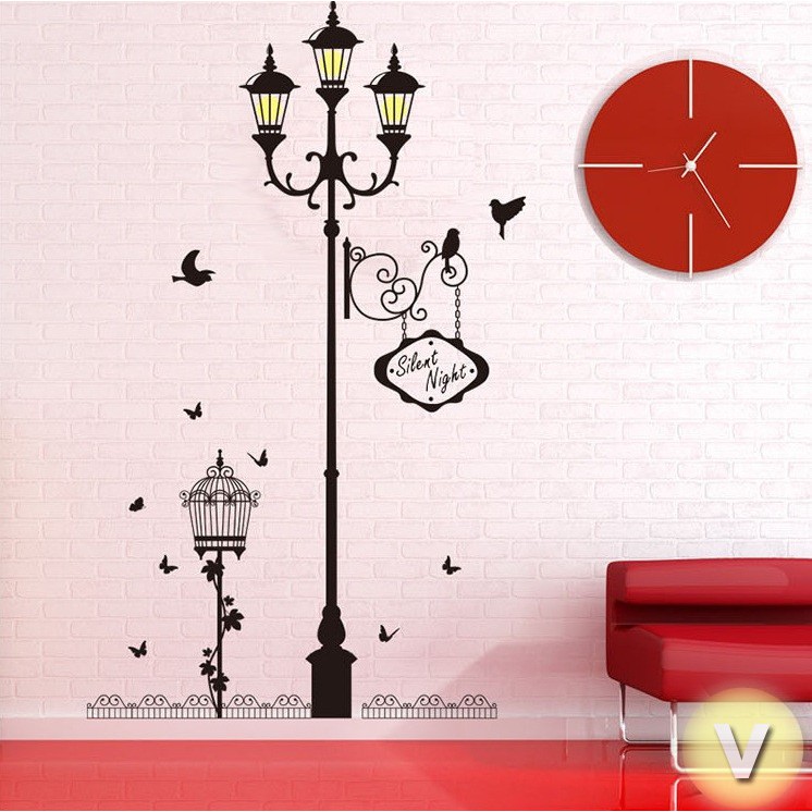 Decal dán tường Cột đèn vàng