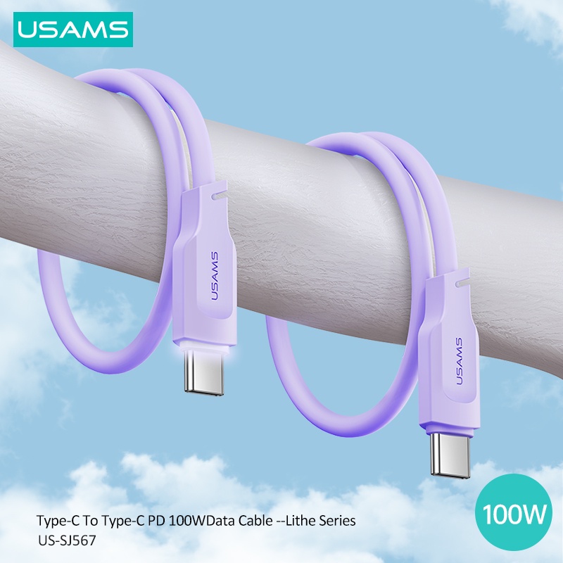 Usams Dây Cáp Sạc Nhanh PD 100W 6A Type C Có Đèn LED