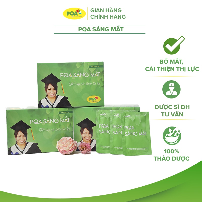 Sáng Mắt PQA Thành Phần Từ Thiên Nhiên Hỗ Trợ Bổ Cho Mắt, Cải Thiện Thị Lực Hộp 25 Gói