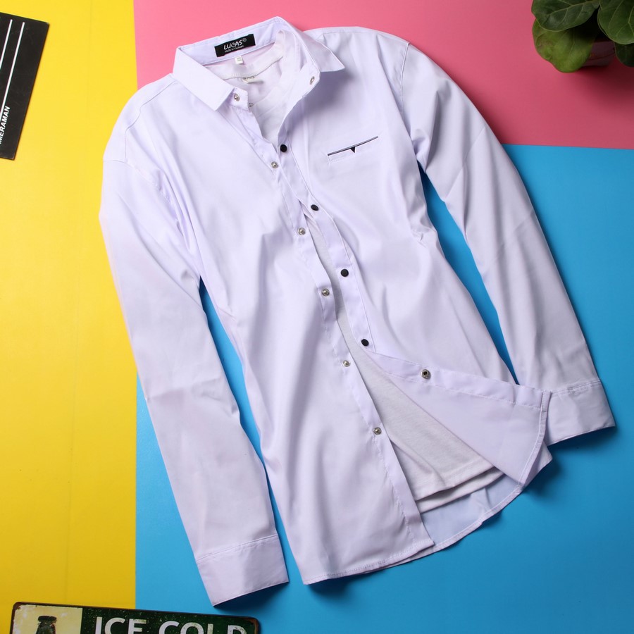 GIẦY đẹp Áo sơ mi nam trắng co giãn DD128 shopdichdich giá tốt . . ;