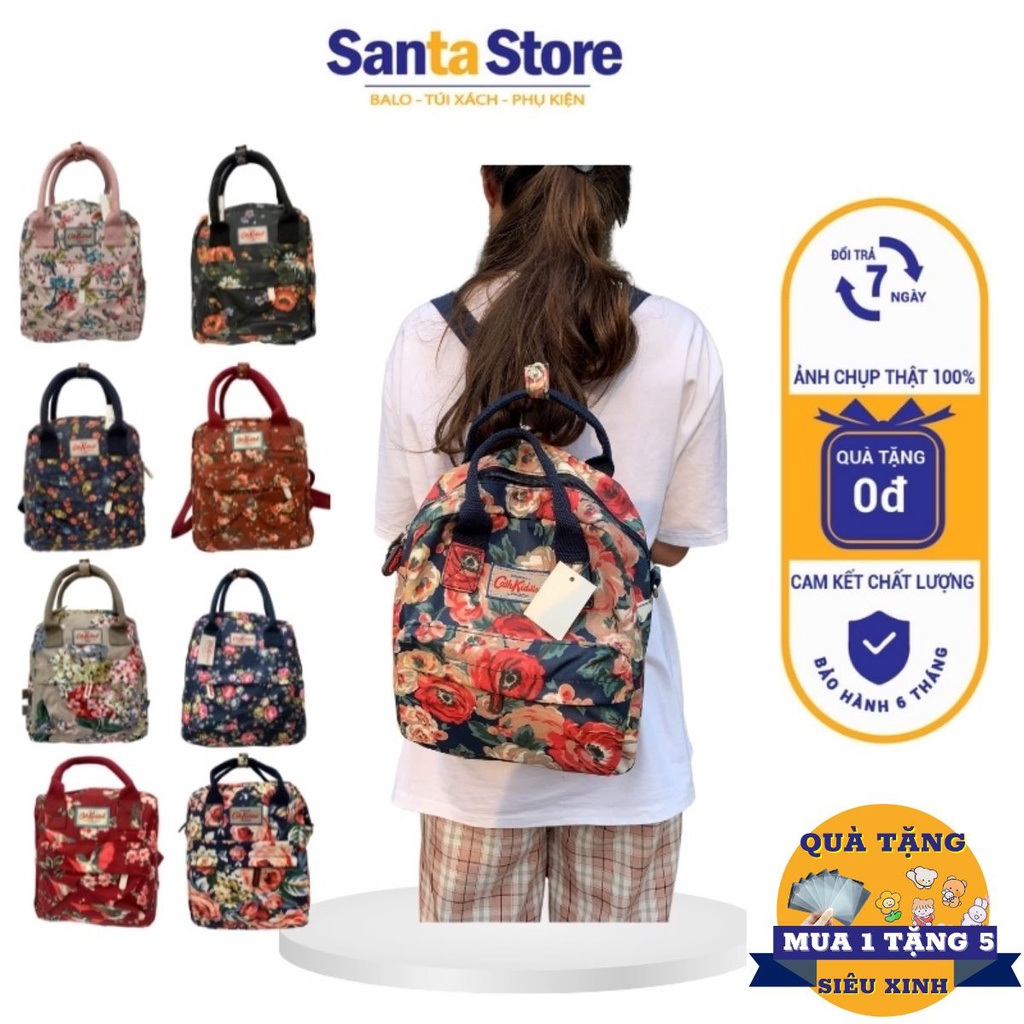 Balo nhỏ mini nữ Hàn Quốc CKSBP SANTA STORE thời trang họa tiết hoa xinh xắn phong cách trẻ trung vải chống nước cao cấp