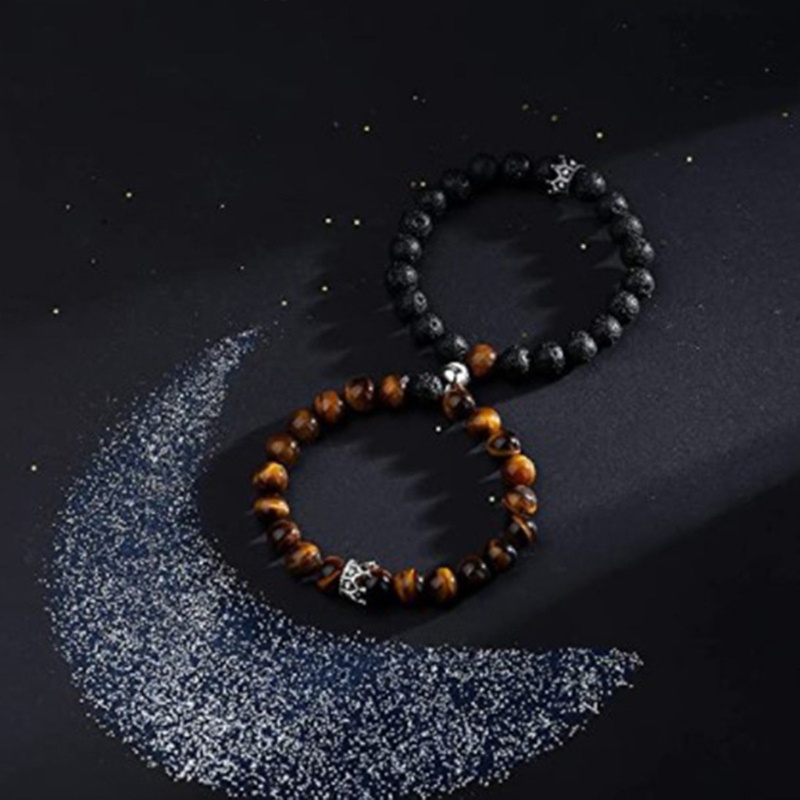 Flgo Set 2 Vòng Tay Đá Pha Lê Hồng Đen Thời Trang Âu Mỹ Cho Cặp Đôi