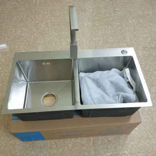 [GIÁ XƯỞNG]Combo Chậu Rửa Chén Đúc 304  Kích Thước 82x45 cm ,vòi rửa bát vuông nóng lạnh, .