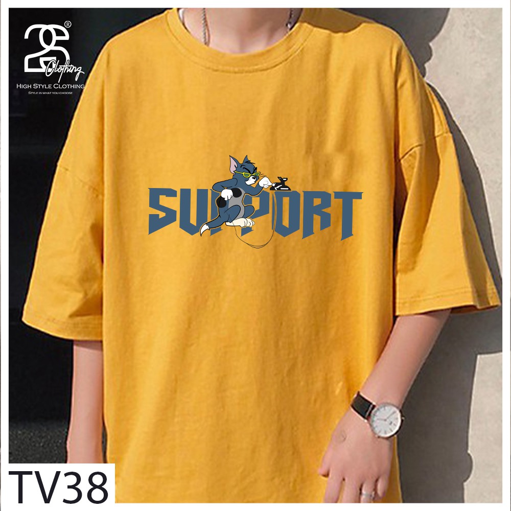 Áo Thun Tay Lỡ 2s Clothing Áo Phông StreetWear Unisex Basic Nam Nữ Cotton Oversize Form Rộng Giá Rẻ In Hình Mèo Tom TV38 | BigBuy360 - bigbuy360.vn