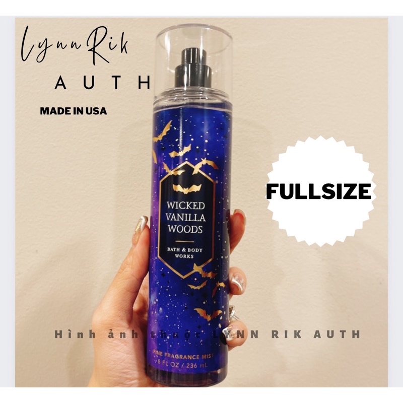 Auth _Fullsize WICKED VANILLA WOODS - Xịt Thơm Toàn Thân Body Mist Bath & Body Works Usa