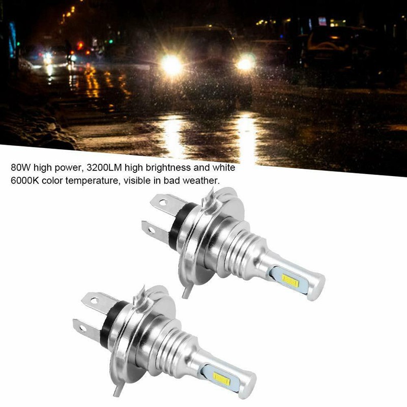 2X H4 9003 Hb2 6000K Super White Csp Led Headlight Bulb Kit High Low Beam Canbus