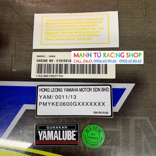 TEM SƯỜN YAZ - TEM GẤP YAZ - YAZ125 - BỘ 5 MIẾNG - DC96