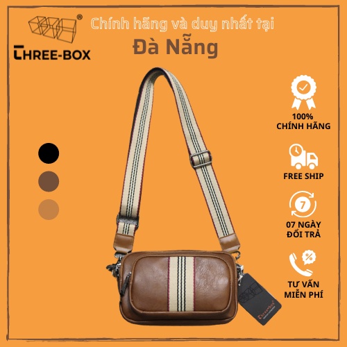 [Three Box] Túi đeo chéo clutch da cao cấp thời trang nam nữ