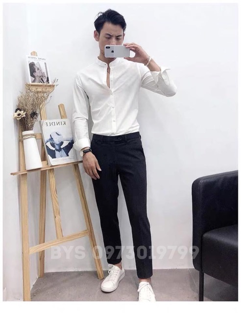 SƠMI TRẮNG CỔ TÀU lụa thái không nhăn không xù.chuẩn soái ca cho các nam thần.bao đẹp | BigBuy360 - bigbuy360.vn