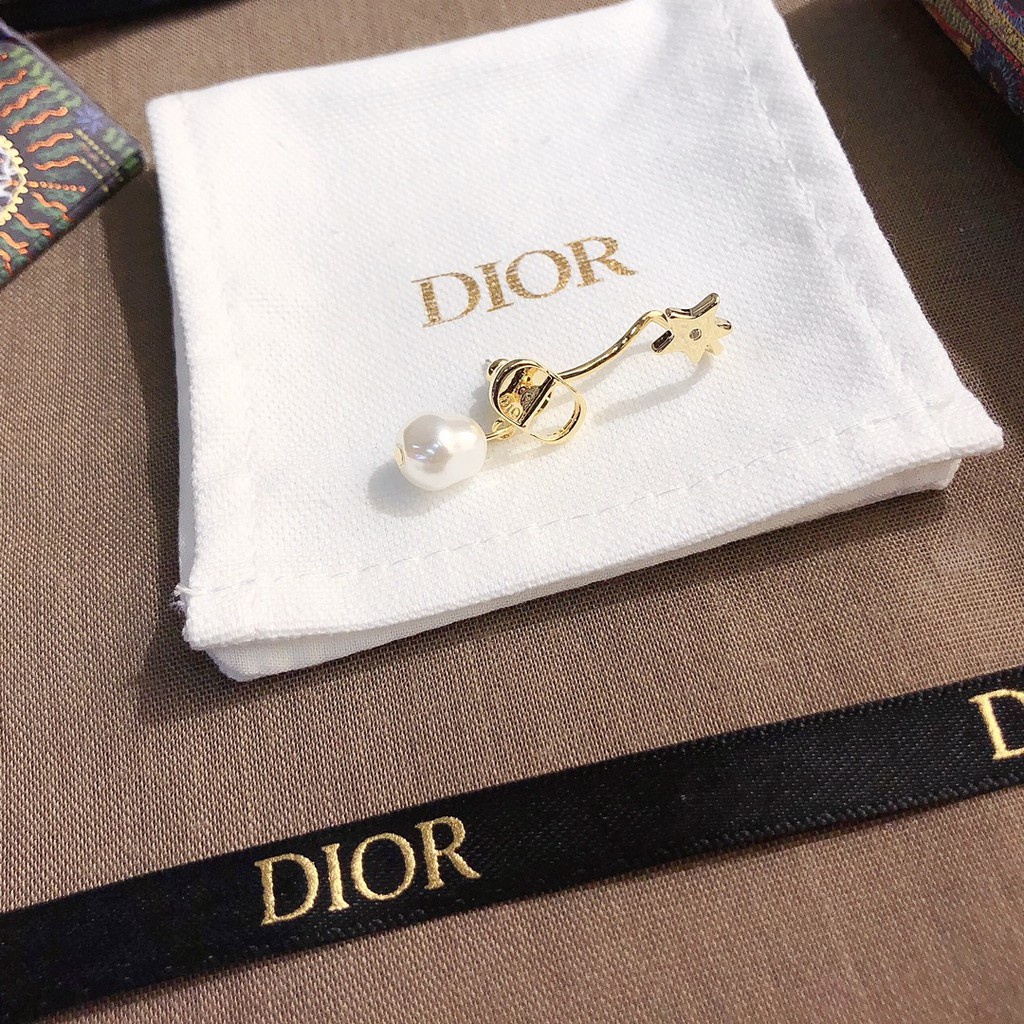 Dior Bông Tai Hình Ngôi Sao Đính Ngọc Trai Thời Trang Cho Nữ