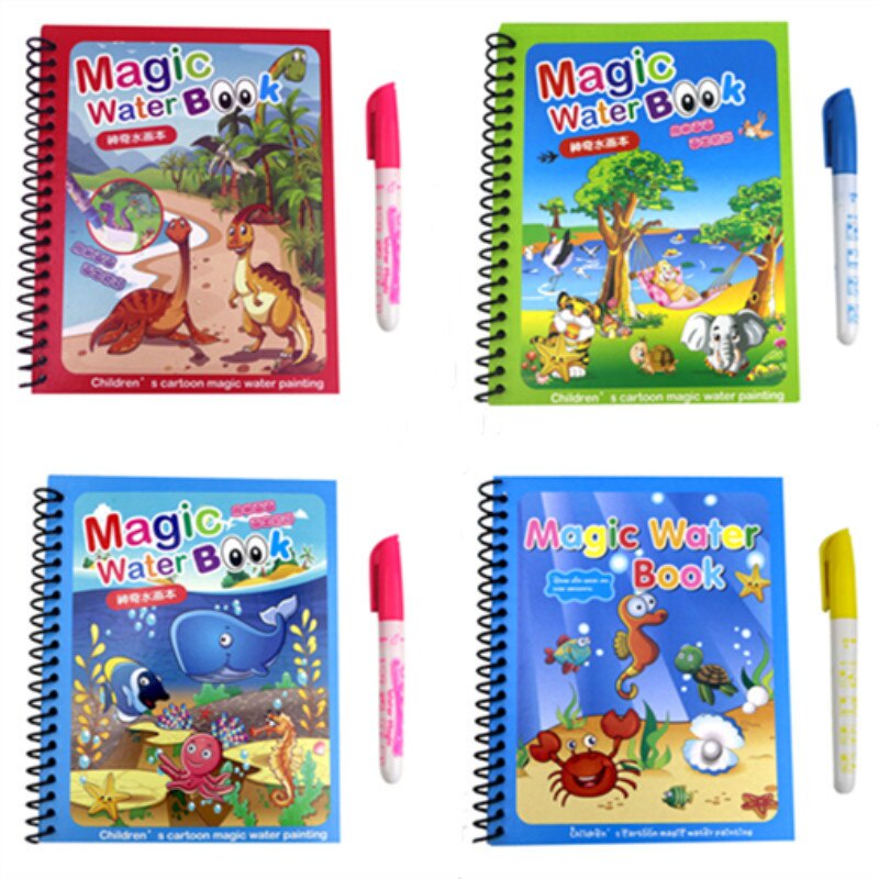 Đồ Chơi Sách Tô Màu Nước Ma Thuật Tự Xóa Nhiều Chủ Đề Cho Bé - Tranh Tô Màu Nước Magic Book