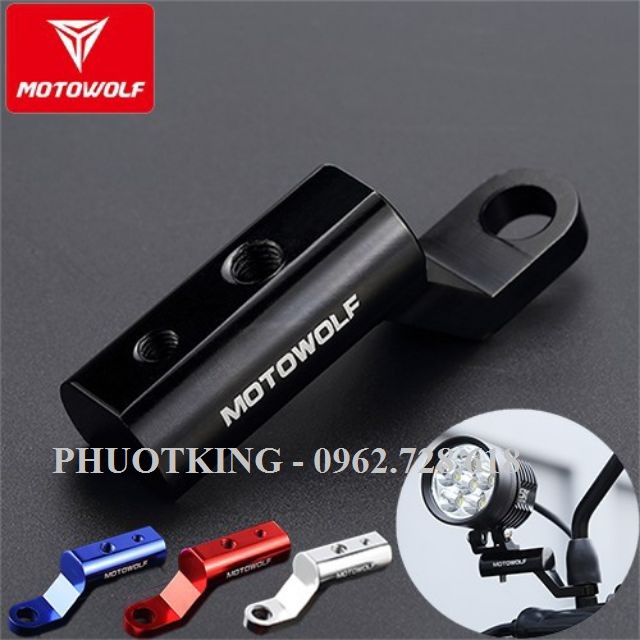Pát mở rộng chân gương MOTOWOLF lắp đèn trợ sáng, phụ kiện chính hãng
