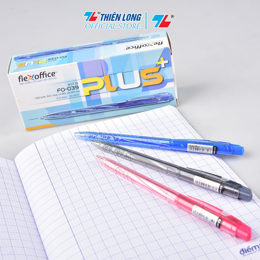 Bút bi Thiên Long FO-039 PLUS/VN (Mực Xanh, Hộp 20 Bút)