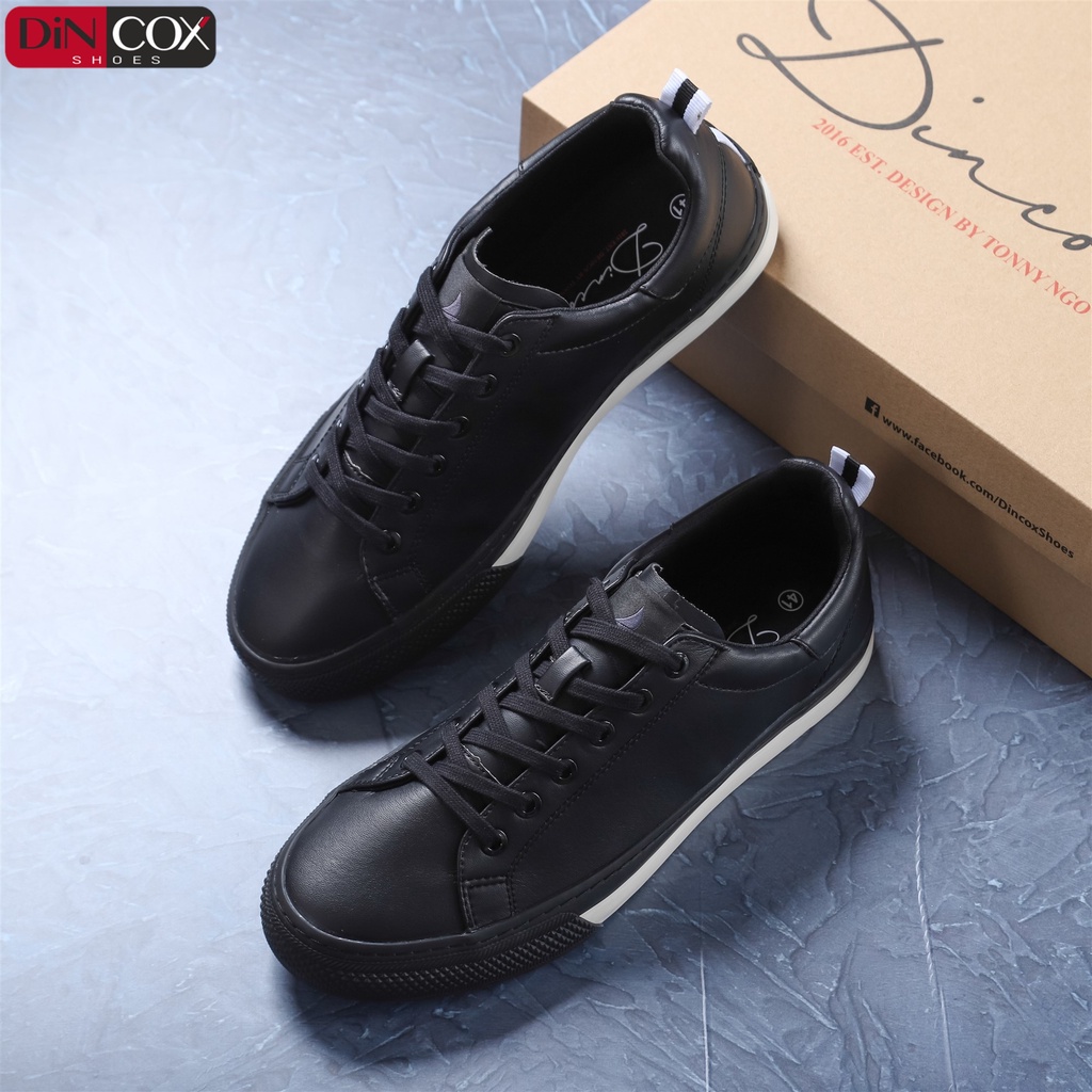 Giày Sneaker Da Nam DINCOX D10 Thời Trang Nổi Bật Black