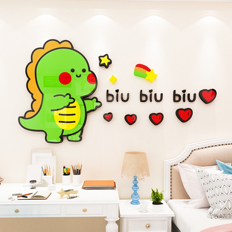 Miếng Dán Tường Trang Trí Hình Vịt Khủng Long Hoạt Hình 3d Bằng Acrylic Cho Trẻ Em