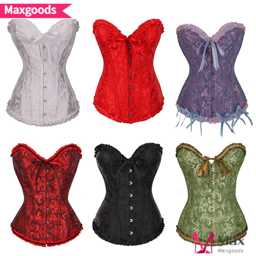 Maxg Áo Nịt Ngực Corset Phối Dây Buộc Phong Cách Gothic