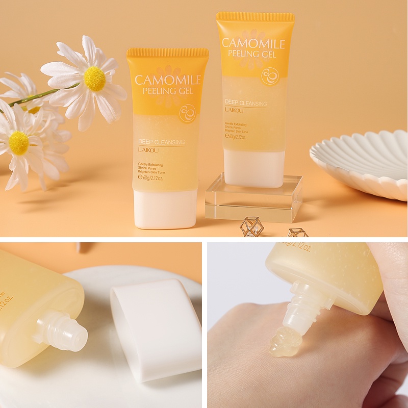 Gel Tẩy Tế Bào Chết Laikou Thành Phần Hoa Cúc La Mã Dưỡng Ẩm Tự Nhiên Cho Mặt 60g