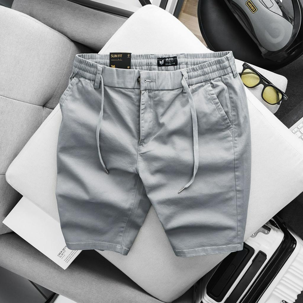 Quần Short Kaki Nam GUSTA mát mẻ năng động trẻ trung kèm dây rút tiện lợi - SKK02