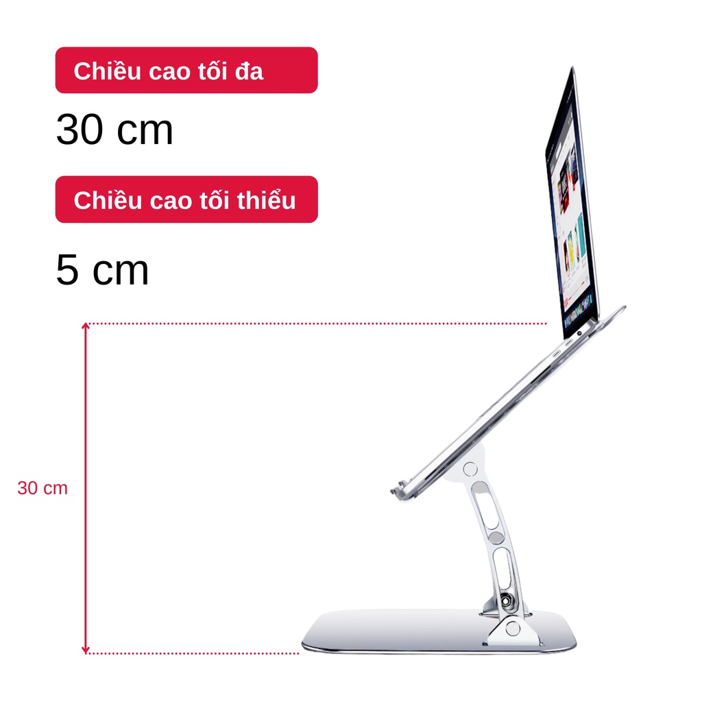 Giá Đỡ Máy Tính, Laptop, iPad, Macbook Hợp Kim Nhôm Cao Cấp. Hỗ Trợ Tản Nhiệt Chống Mỏi Cổ, Vai, Gáy FS088