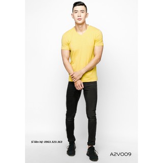 Áo thun nam cotton cổ tim