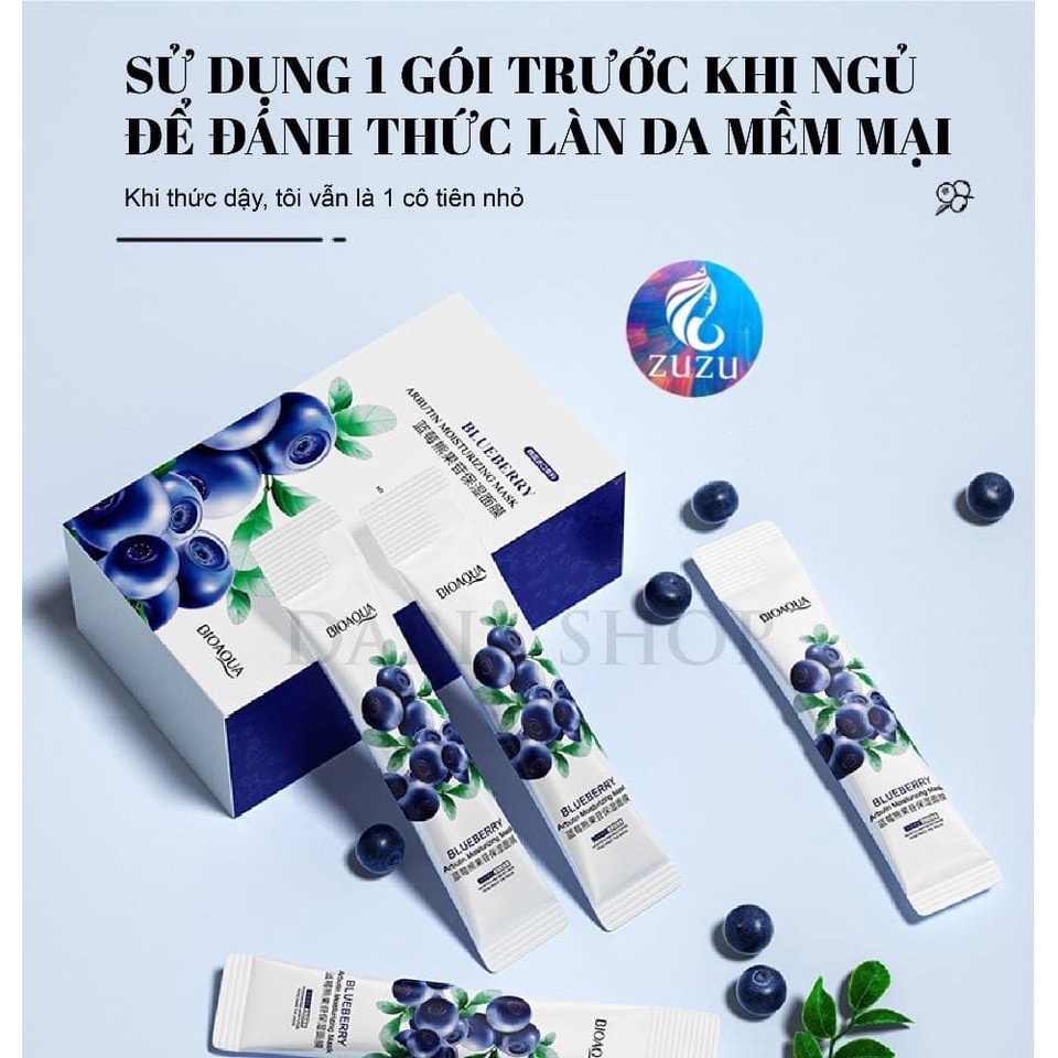 Mặt Nạ Ngủ Việt Quất, mặt nạ BIOAQUA Dưỡng Ẩm Trắng Da Arbutin Blueberry 4ml x 20gói