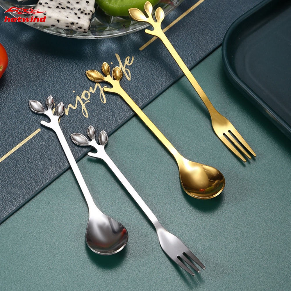 Hw Bộ Muỗng Nĩa Ăn Tráng Miệng Bằng Thép Không Gỉ