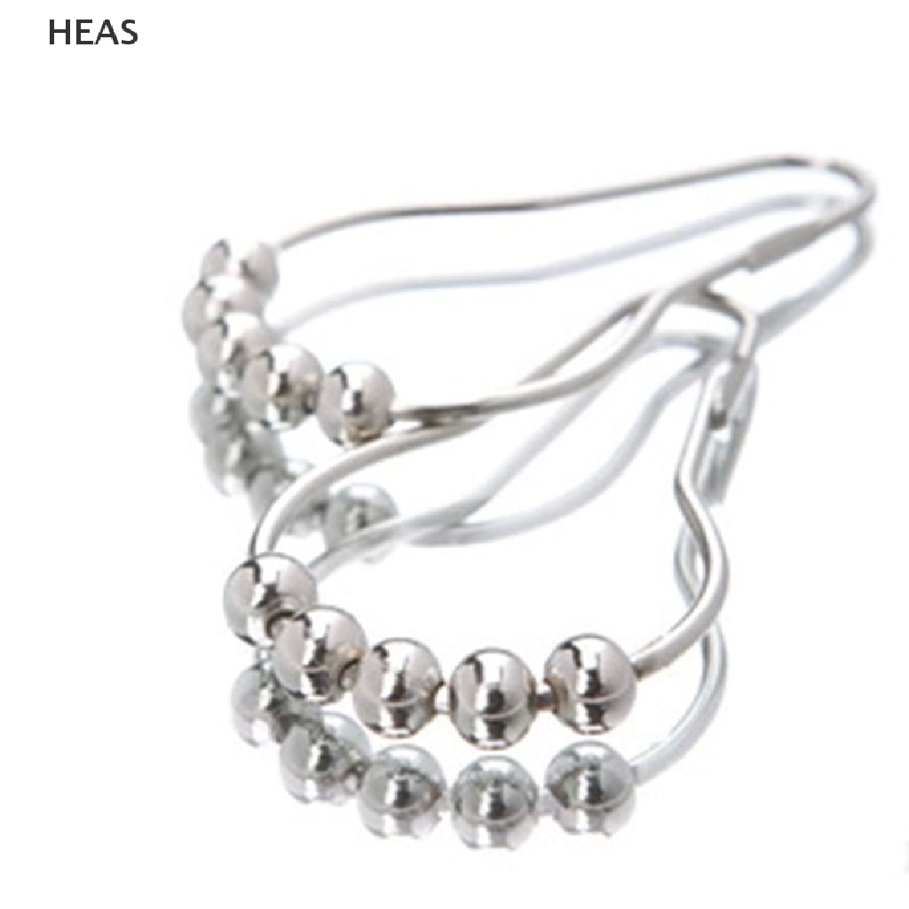Set 12 Móc Rèm Cửa Nhà Tắm 5 Bóng Lăn Bằng Chất Liệu Niken Satin Tiện Dụng
