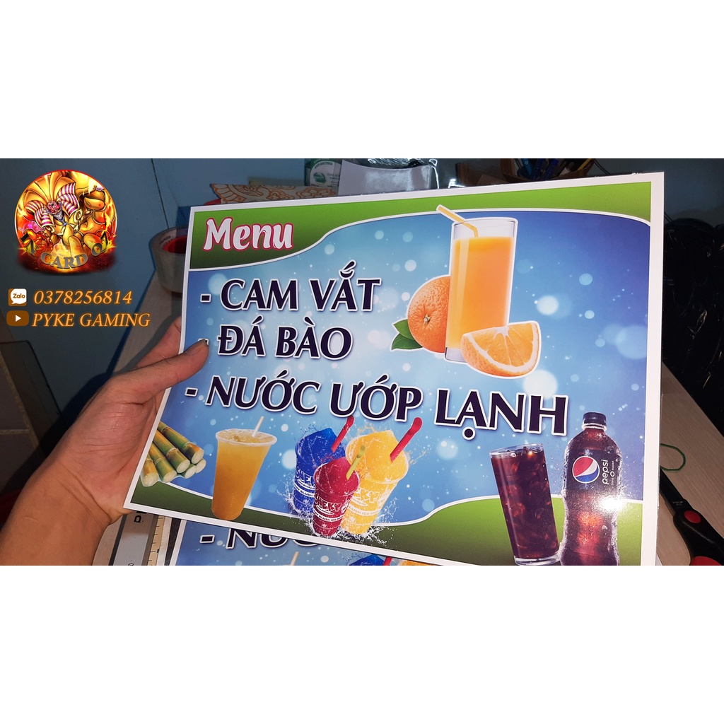 Làm Menu Giá rẻ Theo Yêu Cầu Miễn Phí Thiết Kế