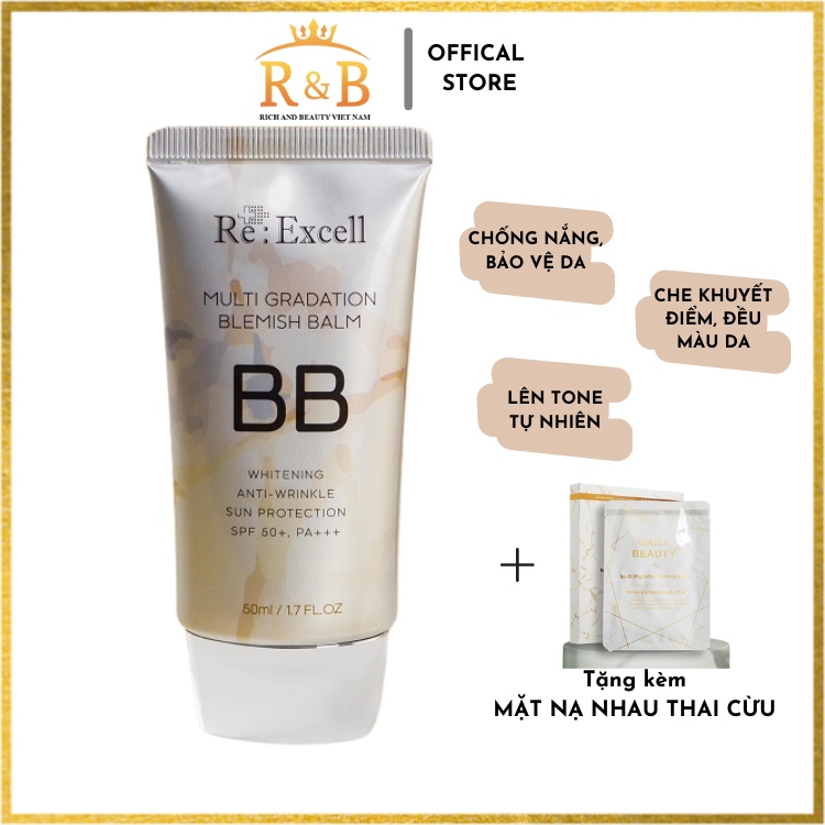 Kem nền BB cream Re Excell R&B Hàn Quốc mỹ phẩm chính hãng BB6249 [HÀNG CHÍNH HÃNG 100% + QUÀ TẶNG KÈM]