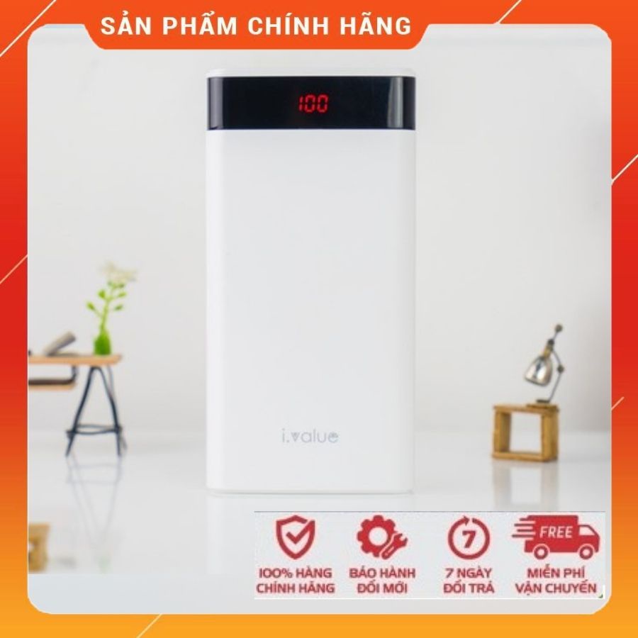 Pin Sạc Dự Phòng ivalue MTL200001 Dung Lượng 20.000mAh, Vỏ Nhựa ABS Màn Hình Hiển Thị Pin, Độ Bền Cao - thegioisilevip