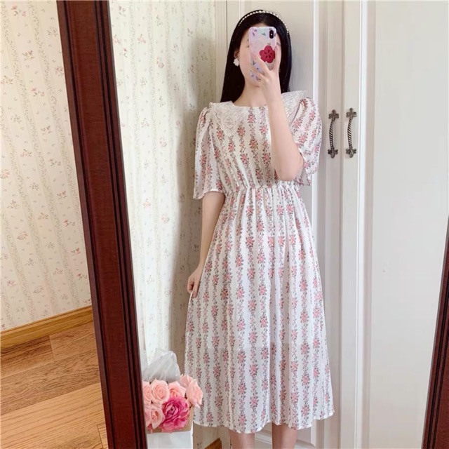 🌸Váy hoa nhí 2 lớp cổ ren cao cấp Ulzzang [Sẵn Hàng