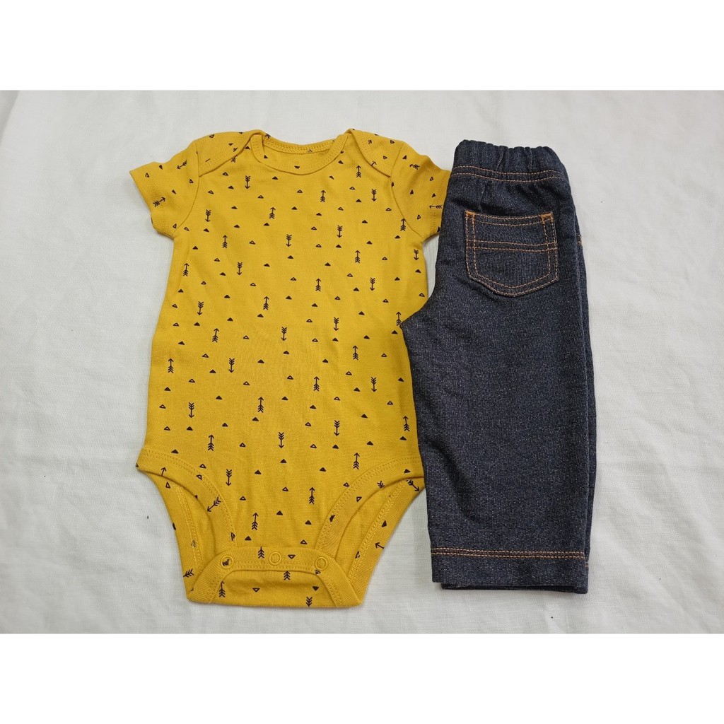 Bodysuit cho bé ngắn tay mầu vàng chất liệu cotton từ 0-24 tháng ❤1H464710b