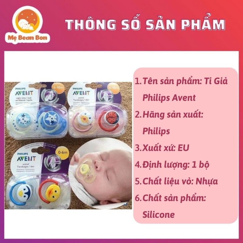 Ti Giả Avent Chỉnh Nha Chống Vẩu Đủ Size Cho Bé