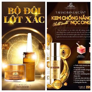 combo 3 sản phẩm: Kem face, serum, chống nắng collagen x3