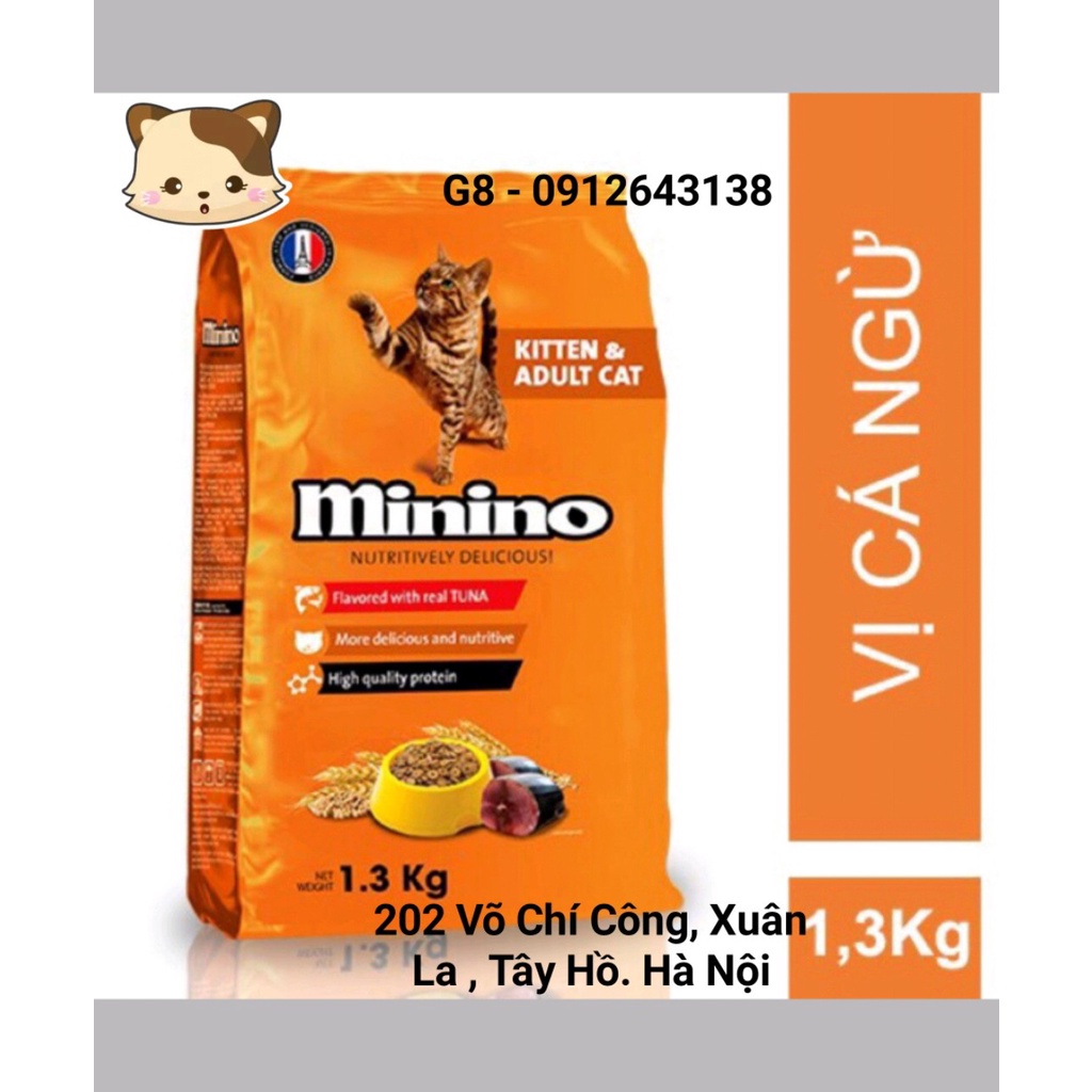1.3kg - Minino tuna cam - Thức ăn cho mèo mọi lứa tuổi