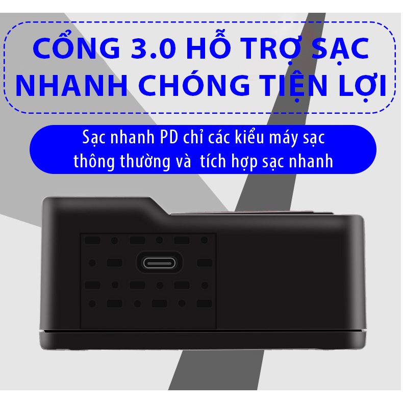 Ổ cắm điện đa năng CAR365VN thông minh 4 cổng USB sạc nhanh 3.0 công suất 200W chống cháy Cao Cấp