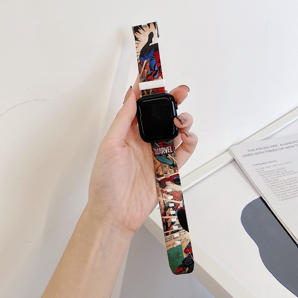 Dây Đeo Đồng Hồ Bằng TPU Mềm In Hoạt Hình Cho iwatch series 7 6 SE 5 4 3 2 1 41mm 45mm 44mm 40mm 42mm 38mm
