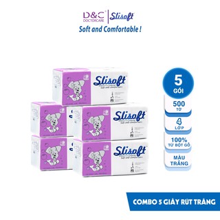 Giấy ăn Slisoft Trắng tự nhiên đa năng thân thiện môi trường không chất tẩy trắng an toàn cho cả gia đình Combo 5 gói