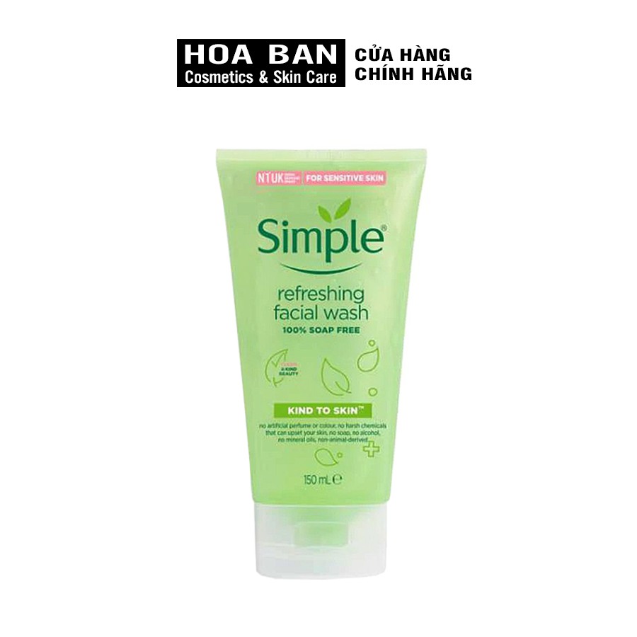 Sữa rửa mặt Simple giúp da sạch thoáng Refreshing Facial Wash Simple không chứa xà phòng 150ml | BigBuy360 - bigbuy360.vn
