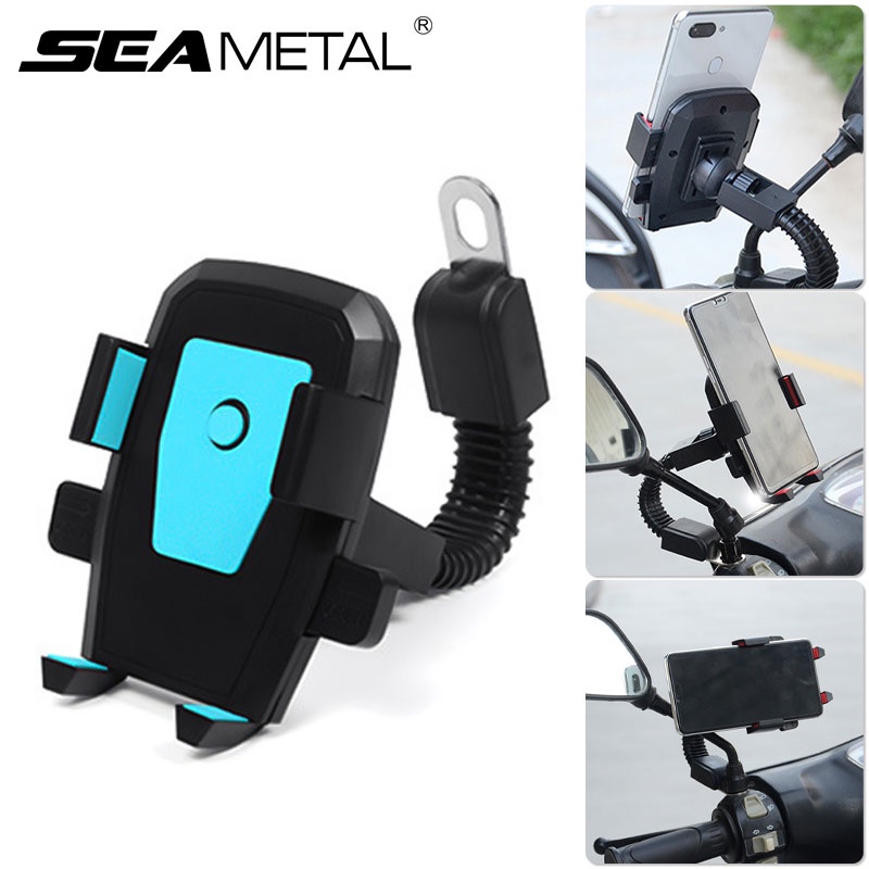Xe máy phổ thông giá đỡ điện thoại di động gương chiếu hậu 360 ° giá đỡ xoay điện thoại di động phụ kiện xe máy
