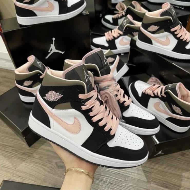 Jordan đen dây hồng cổ cao giày thể thao sneaker nam nữ