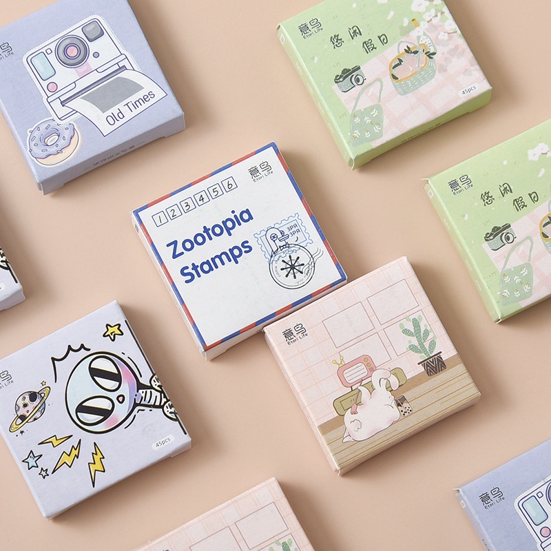 Hộp 45 sticker, 45 miếng dán hình máy ảnh trang trí sổ tay Bullet Journal