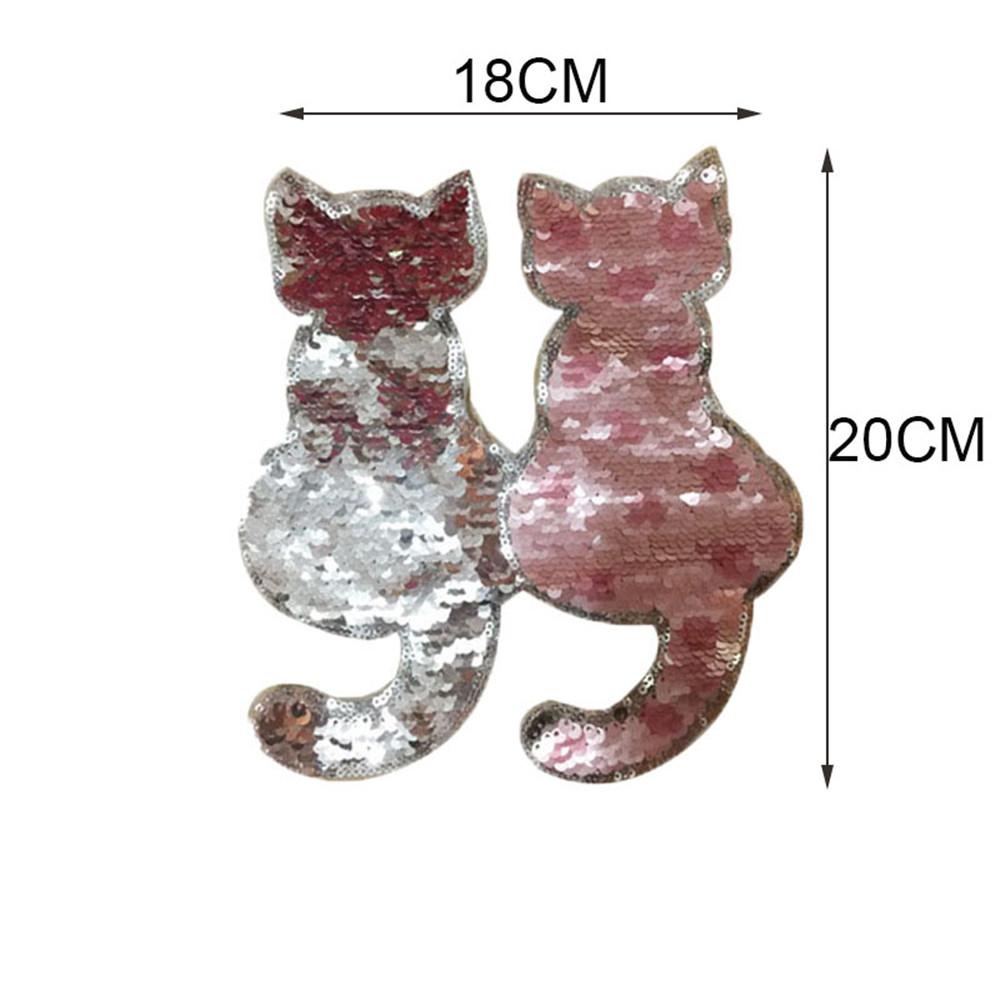 Sticker Ủi Thêu Hình Mèo Đính Kim Sa