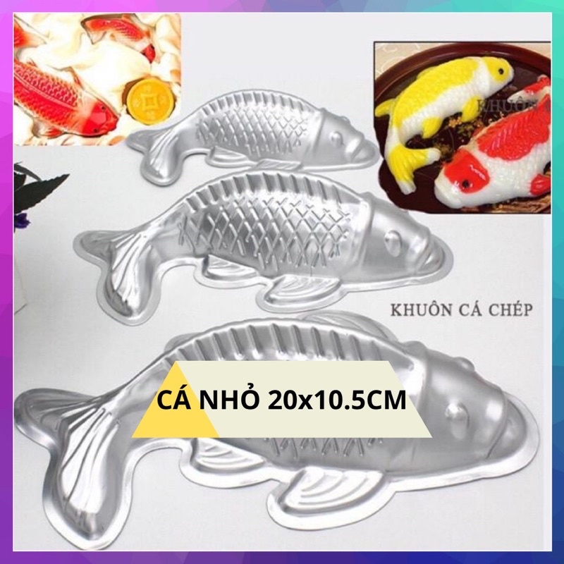 Khuôn NHẤN XÔI, RAU CÂU, BÁNH TỔ , PATE, CHẢ LẠNH hình Cá Chép size dài 20cm - 24cm - 27cm - nhôm Xi gia công BÓNG ĐẸP