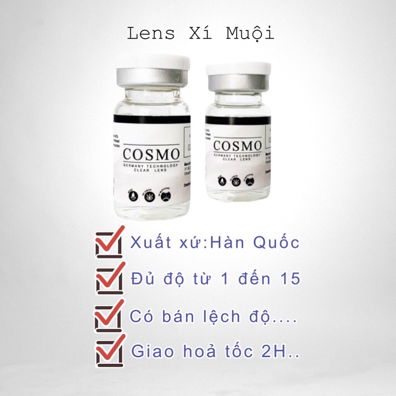 Kính áp tròng-Lens trong suốt Cosmo độ cận 1-15 độ